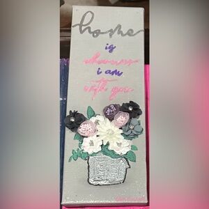 Floral Canvas Wall Art with Inspirational Quote